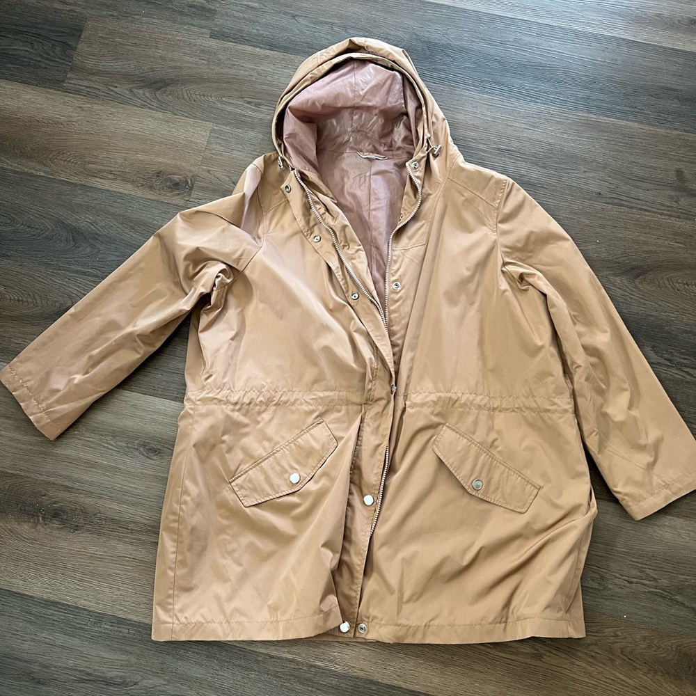Time and Tru Light Brown Hooded Utility Jacket